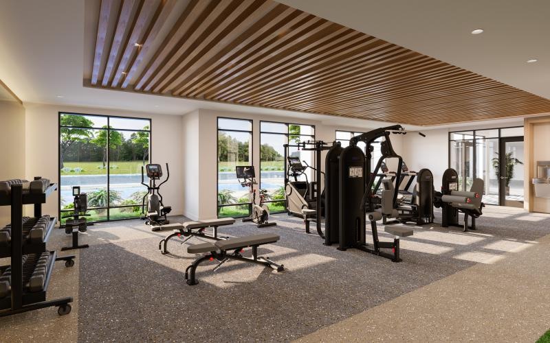 a gym with exercise equipment