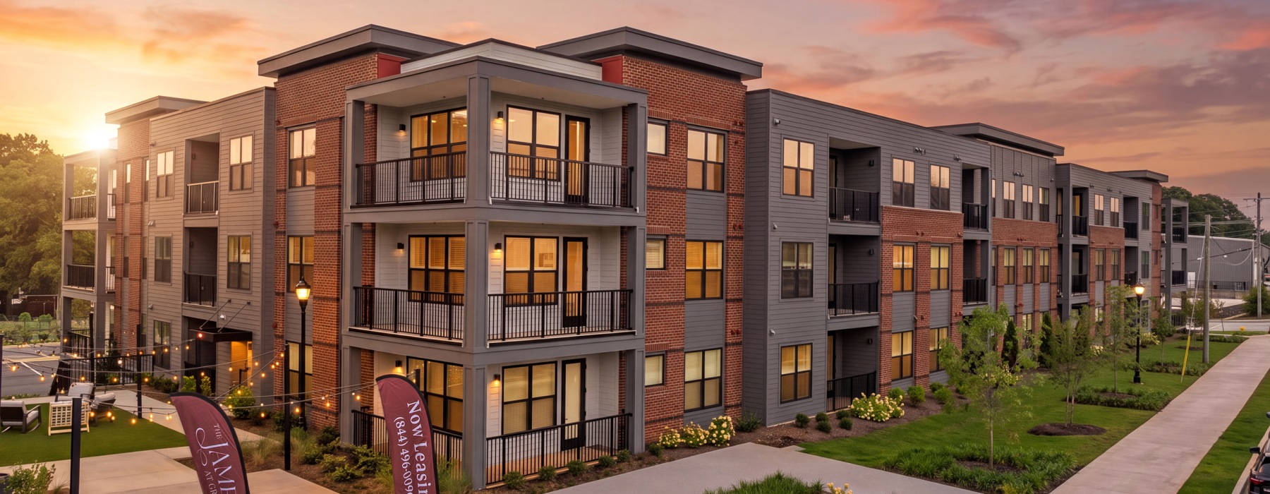 Exterior of The James apartments