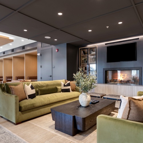 Modern Clubroom with Fireplace